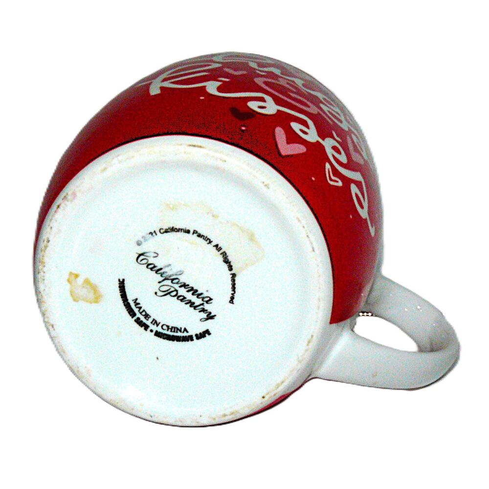 Red "Hugs & Kisses"  Valentine's Day Cute Gift Coffee Tea Mug Cup CA Pantry
